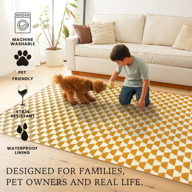 My Magic Carpet Machine Washable Rug Yanis Yellow/Gold