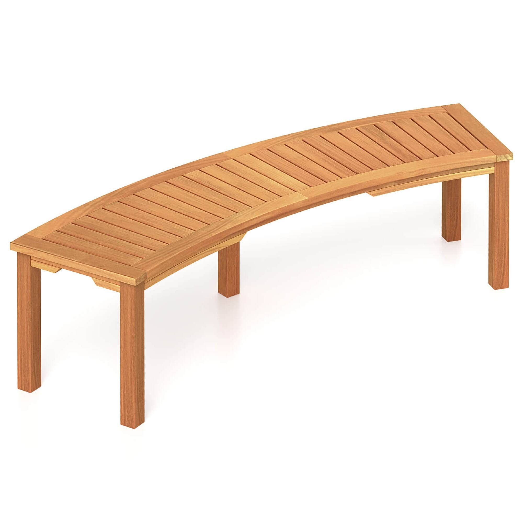1/4 PCS Outdoor Curved Bench Patio Backless Fire Pit Bench w/Slatted Seat
