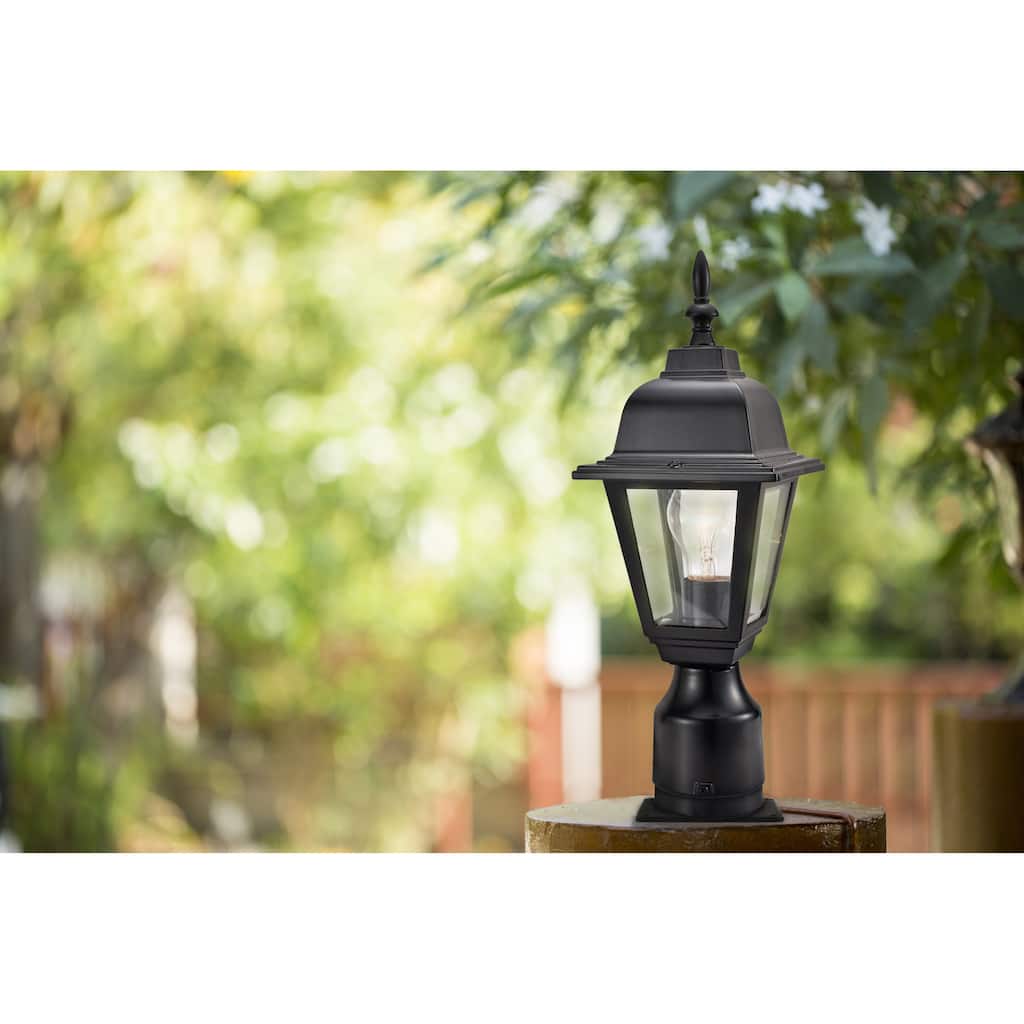 Maple Street Outdoor Post Light with Clear Glass - Black