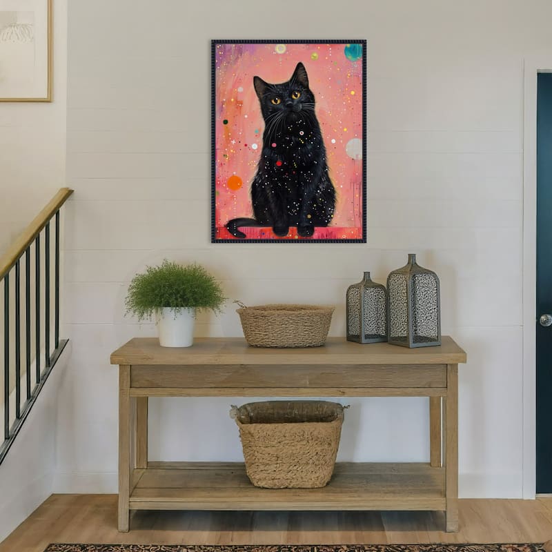 Candy Cat the Star Illustration by Justyna Jaszke Framed Canvas Wall Art