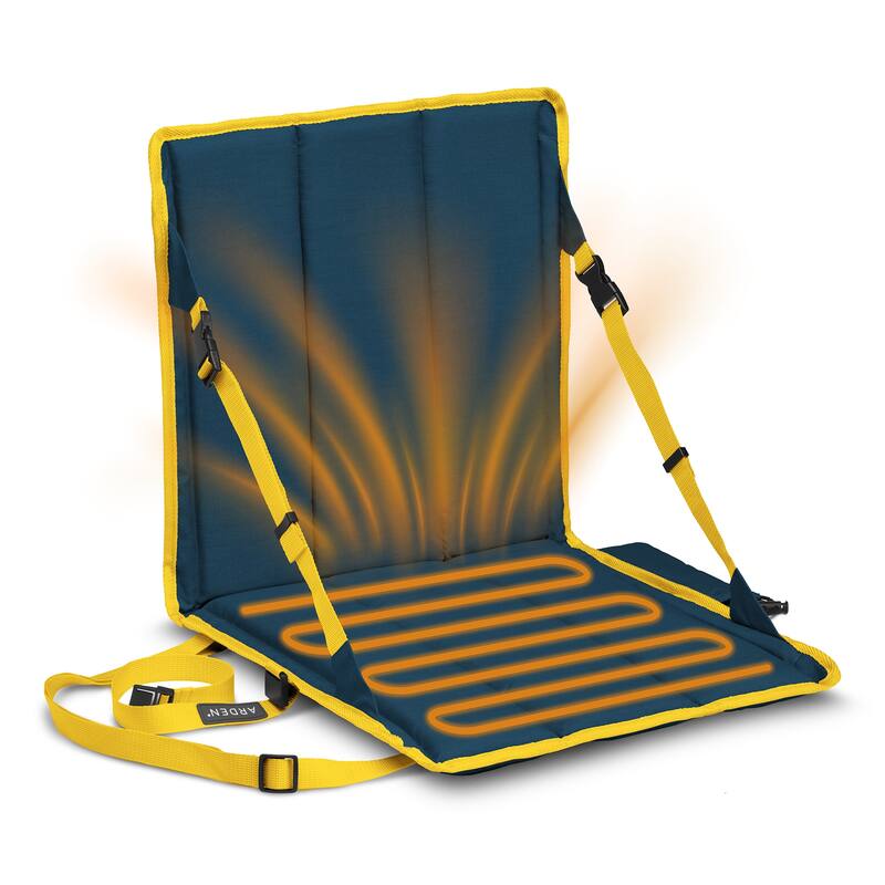 ARDEN Heated Stadium Seat, Foldable, Lightweight With Carrying Strap - Navy/Yellow