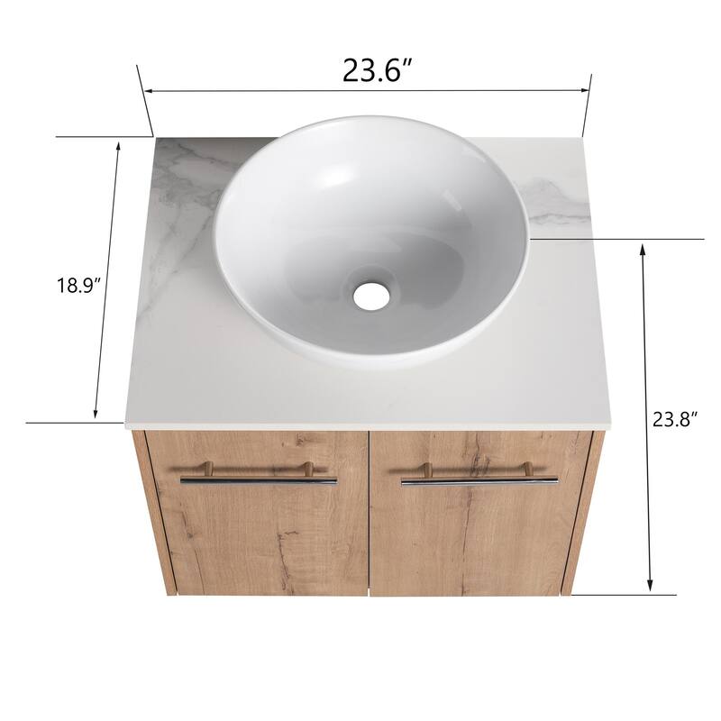 BNK 24"/30" Single Sink Bathroom Vanity with Soft Close Door, Modern Floating Vanity