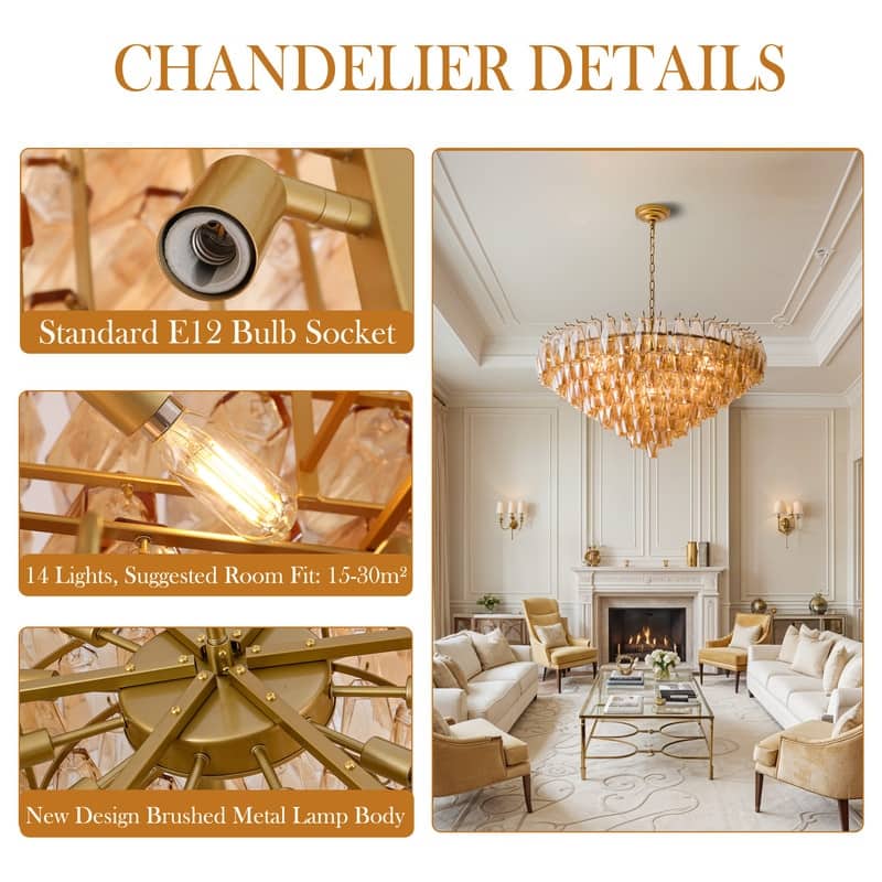 KAYLA 37in Modern Extra Large Black Chandeliers