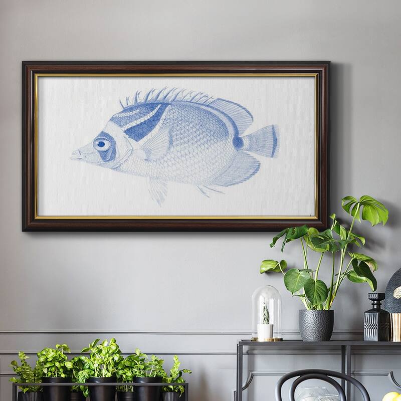 Blue & White Tropical Fish IV Premium Framed Canvas- Ready to Hang