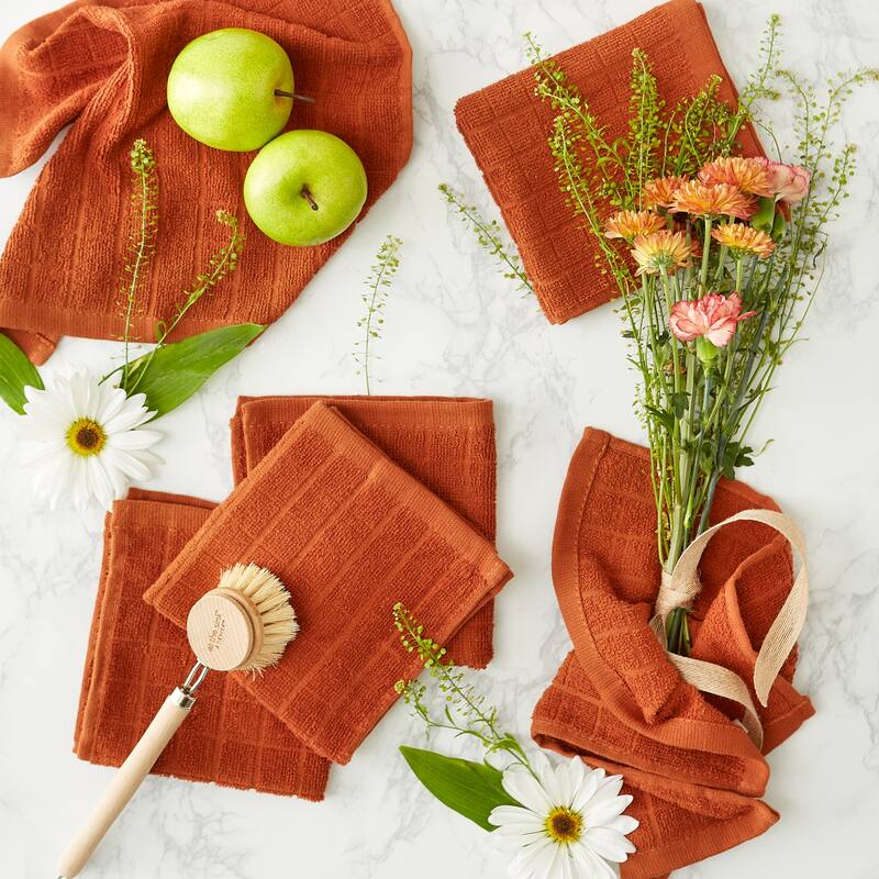 DII Solid Windowpane Terry Dishcloth Set of 6