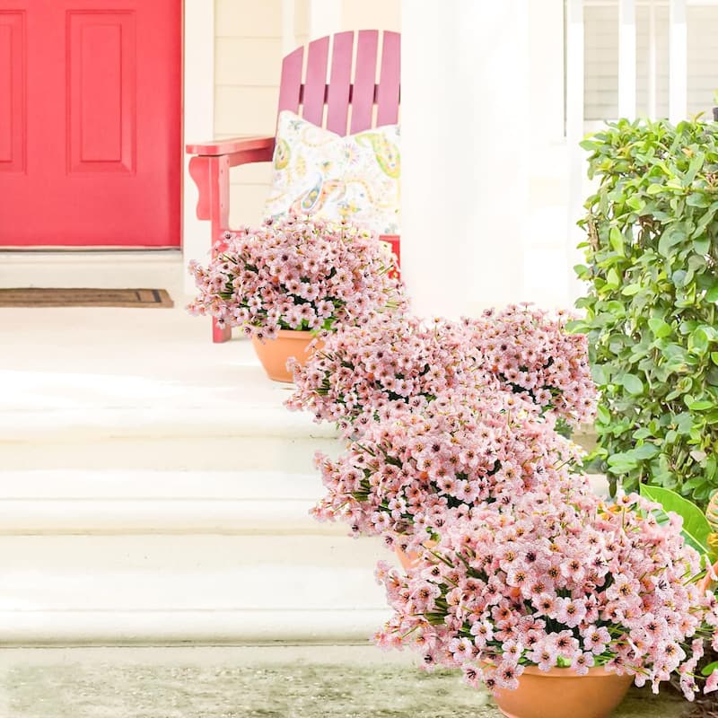 72 Bundles Artificial Flowers for Outdoors UV Resistant Fake Silk Flowers No Fade Greenery Shrubs Plants