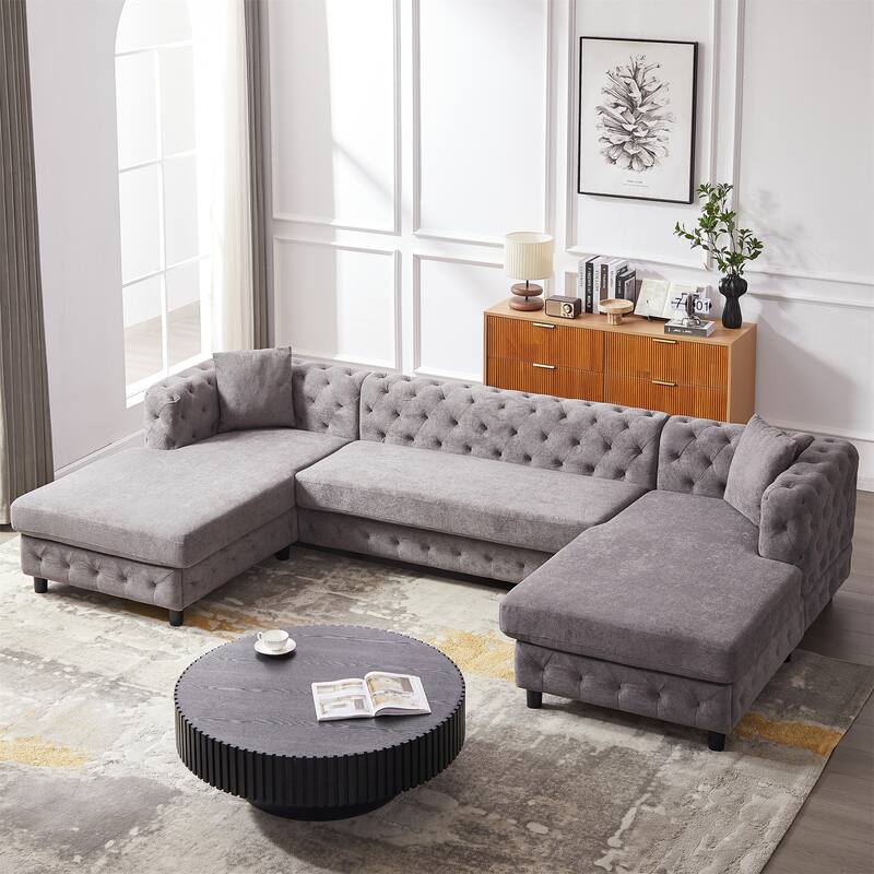 126-inch Modern Style Chenille Three Piece Sofa