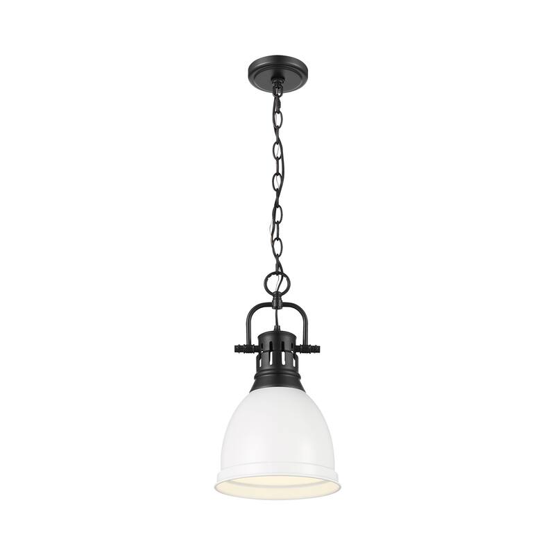 Yep by Golden Lighting Duncan 1-light 9in Chain Hung Pendant in Matte Black and Matte White shade