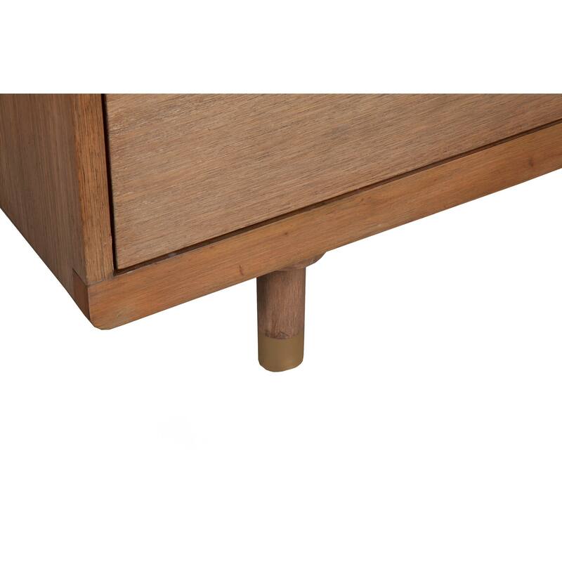 60 Inch 6 Drawer Wooden Dresser with Cutout Pulls, Brown