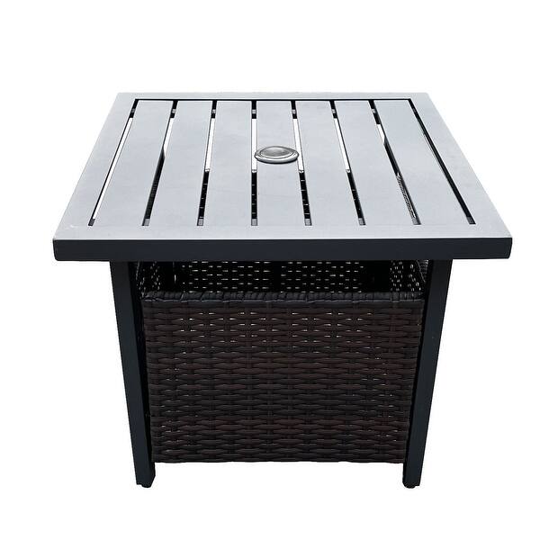 Black Square Side Table Outdoor Bistro Table With Umbrella Hole