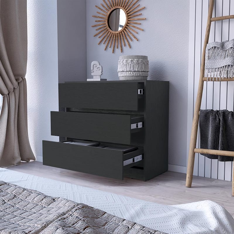 Modern 3 Drawer Dresser Wood Storage Chest for Bedroom or Office