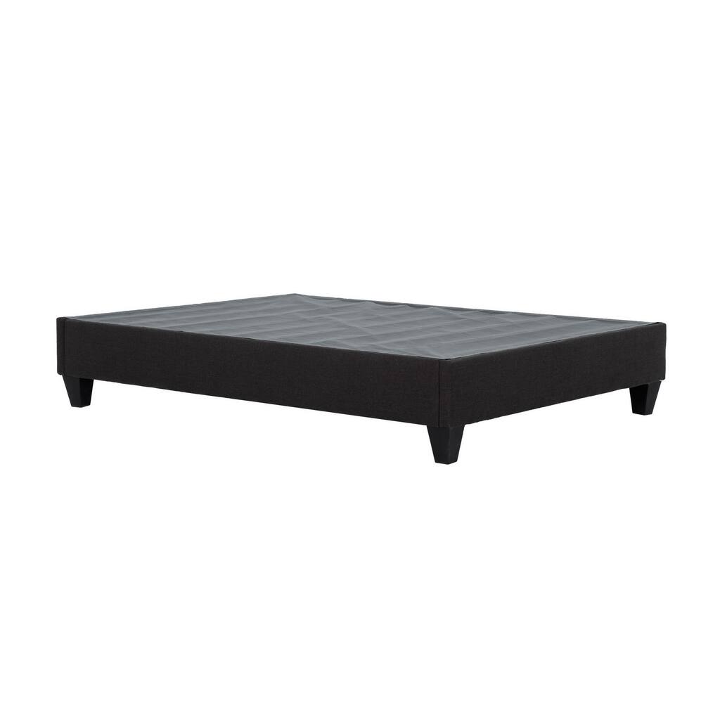 Cleo King Size Bed Frame, Solid Wood, Soft Dark Gray Linen Upholstery