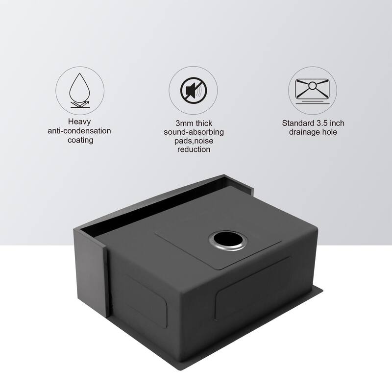24-in Matte Black Stainless Steel Farmhouse Apron-Front Kitchen Sink