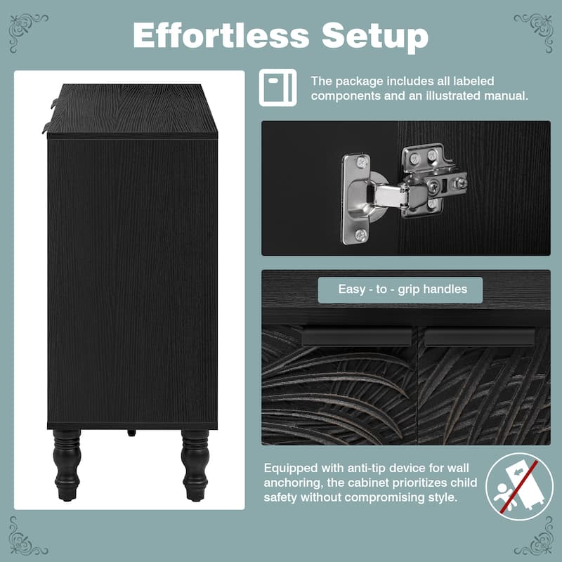 47.2'' Modern TV Stand for TVs up to 43'', Media Console Cabinet with 2 Cabinets, Adjustable Shelves & Solid Wood Legs