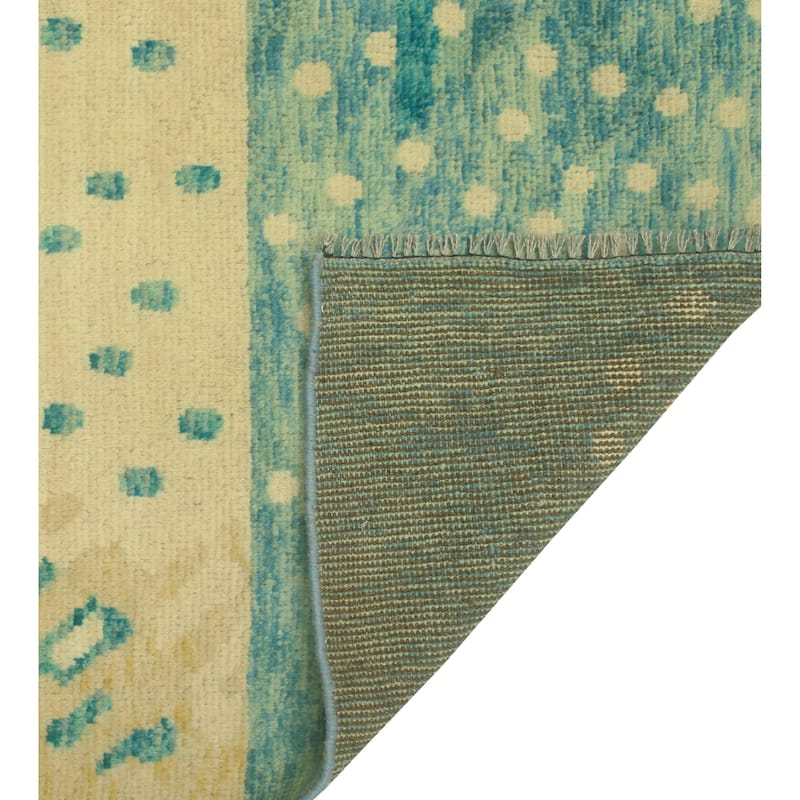 Balochi Adeeb Beige/Lt. Green Rug - 4'2" x 5'11"