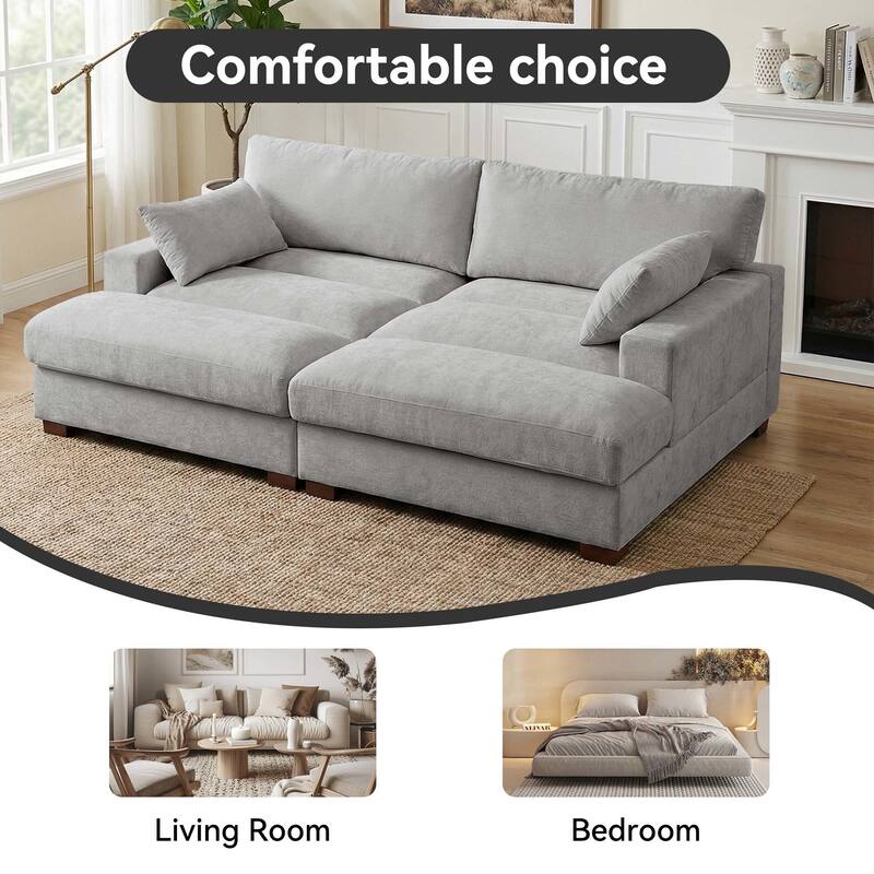 82.5"W Chenille Upholstered Sectional Modular Sofa With Chaise