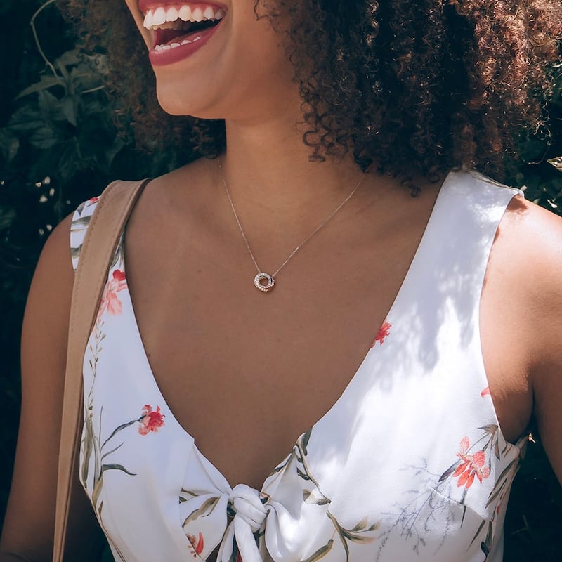 Miadora Signature Collection 14k Tri-color White Yellow and Rose Gold 1/2ct TDW Diamond Swirl Necklace (G-H, SI1-SI2)