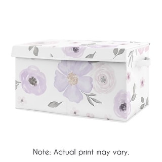Purple Watercolor Floral Collection Girl Kids Fabric Toy Bin Storage - Lavender, Pink and Grey Shabby Chic Rose Flower