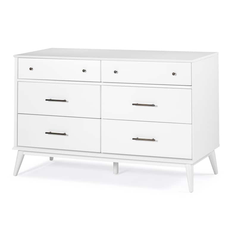 Mid-Century Castahno Solid Wood Six Drawer Dresser