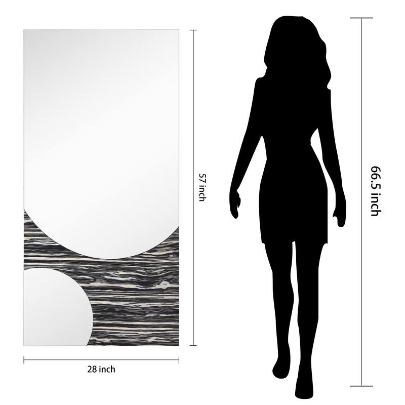 Eclipse Harmony Wall Mirror, 57"x28" Rectangular Mirror with Exotica Stained Veneer Accents - 57"x 28"x0.8"