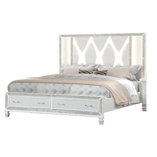 Crystal King Storage Bed Made With Wood Finished in White