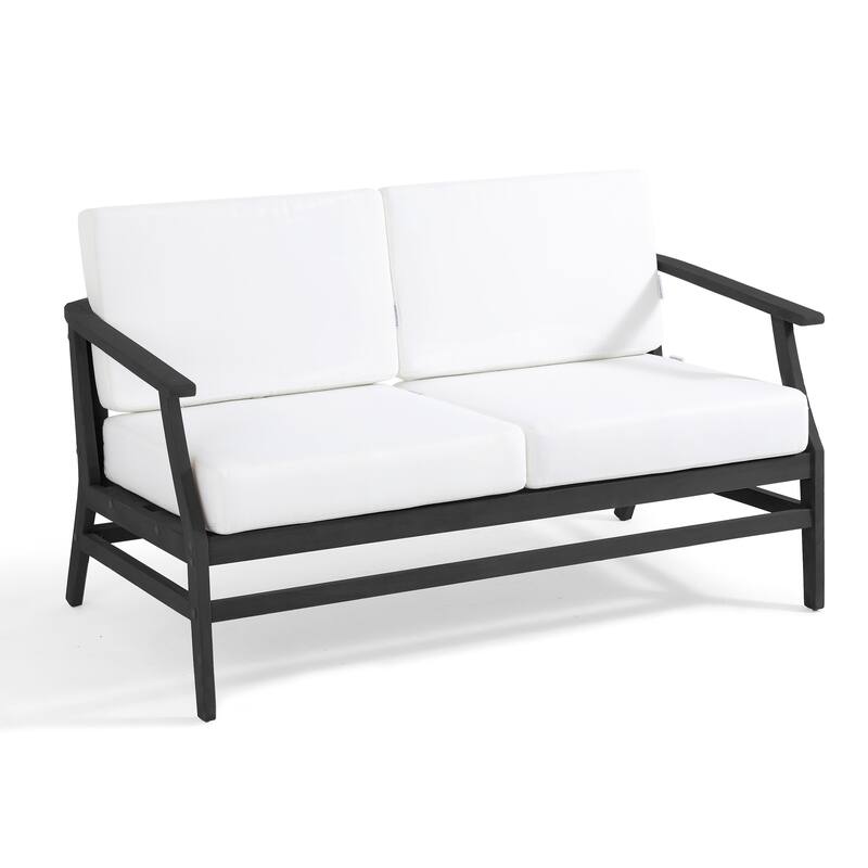 Teak Outdoor Patio Club Chairs Loveseat with Cushions