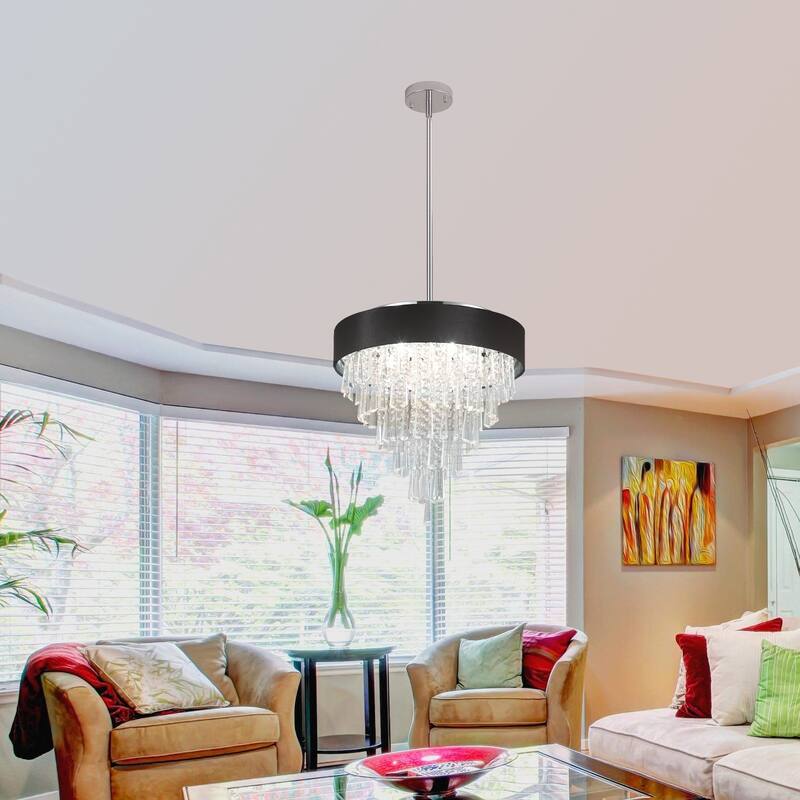 Modern Crystal Chandeliers, Round Chandelier for Dining Room,Luxury Ceiling Pendant Light Fixture for Living Room Bedroom Foyer
