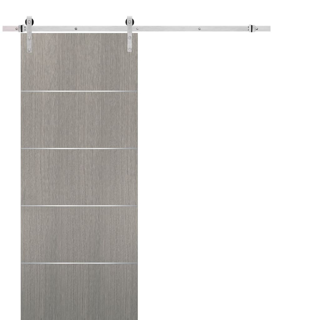 Sliding Barn Door Stainless Steel 6.6ft Hardware / Planum 0020 Grey Oak
