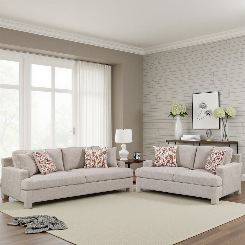 Arlo Chenille 2-Piece Living Room Sofa Sets with Pillows