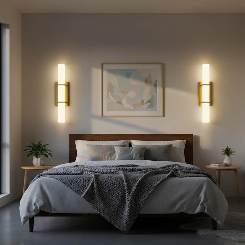 Set of 2 Modern Minimalist Gold Wall Sconces