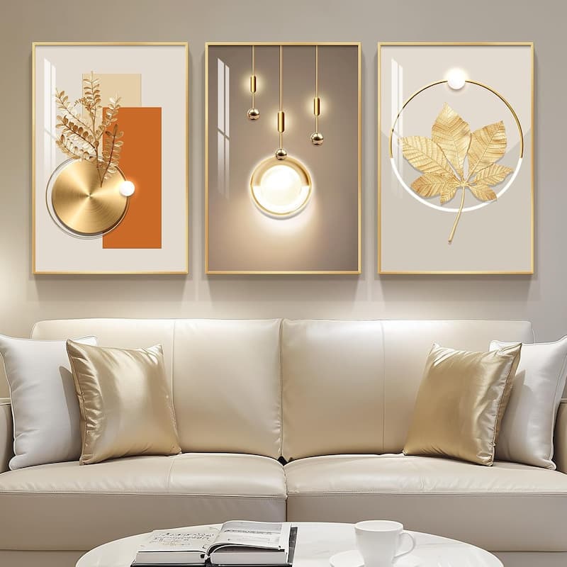 Wall Art,Golden Prints Pictures with Gold Frame - 16 x 24