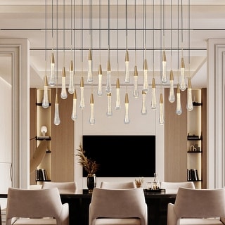 KAYLA Raindrop Chandelier, Modern Glass Pendant Light, Bulb Included