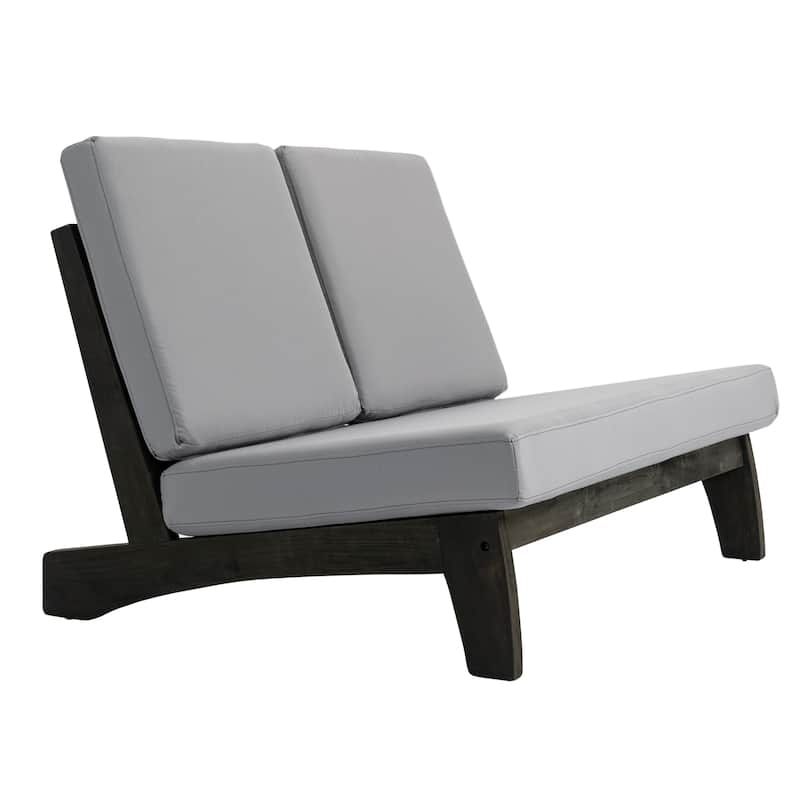Acacia Wood Outdoor Armless Club Chair With Waterproof Cushion