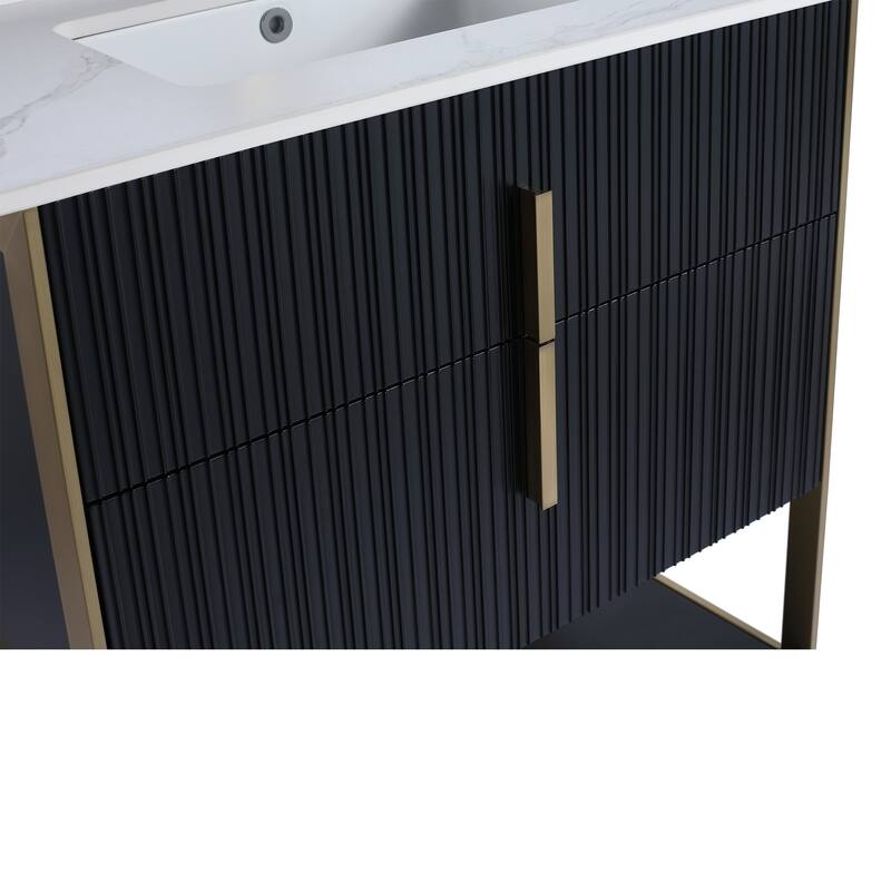 Fine Fixtures Serenity Modern Bathroom Vanity with White Carrara Stone Top