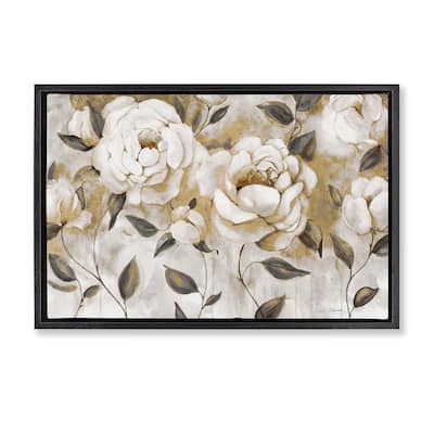 Stupell Warm Neutral Flowers Framed Floater Canvas Wall Art Design By Carol Robinson