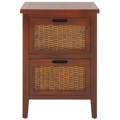 SAFAVIEH Petruna Dark Walnut Side Table - 17" x 14.2" x 24.2" - 17Wx14Dx24H