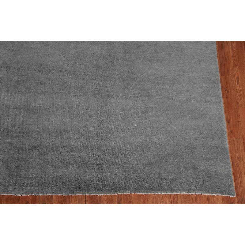 Hand Knotted Oriental 100% Wool Carpet Modern Solid Greys & Charcoal Gabbeh Area Rug - 13' 3'' X 10' 0''
