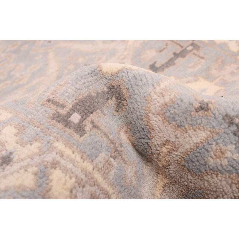 ECARPETGALLERY Hand-knotted Royal Oushak Light Denim Blue Wool Rug - 2'6 x 7'11