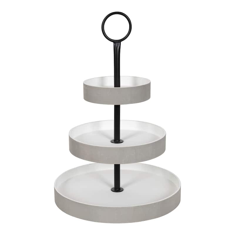 Kate and Laurel Woodmont 3 Tiered Wood Tray - 3 Tier - Gray/White
