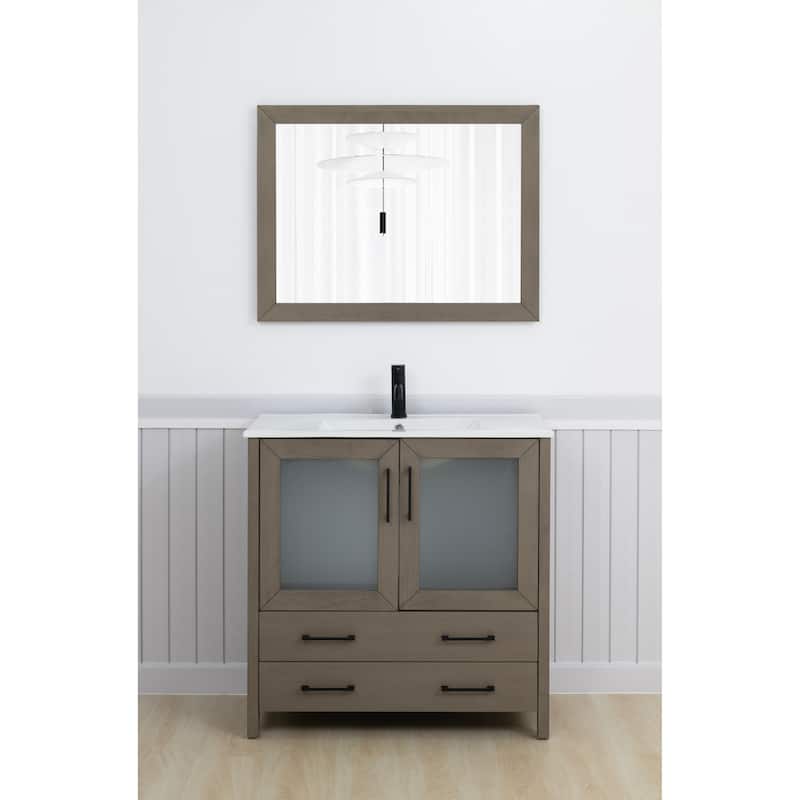 Vanity Art 36-Inch Single Sink Bathroom Vanity Set Dove-Tailed Drawers, 1 Cabinets, 1 Shelf, Soft-Closing Doors with Free Mirror