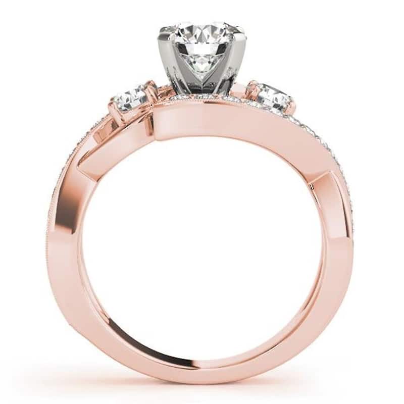 Auriya 14k Gold 2ctw Unique Moissanite 3-Stone Diamond Engagement Ring 5/8ctw