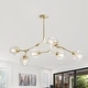 preview thumbnail 1 of 24, Adjustable Chandelier Pendant Gold Chandelier with Clear Glass Shades 6 Light