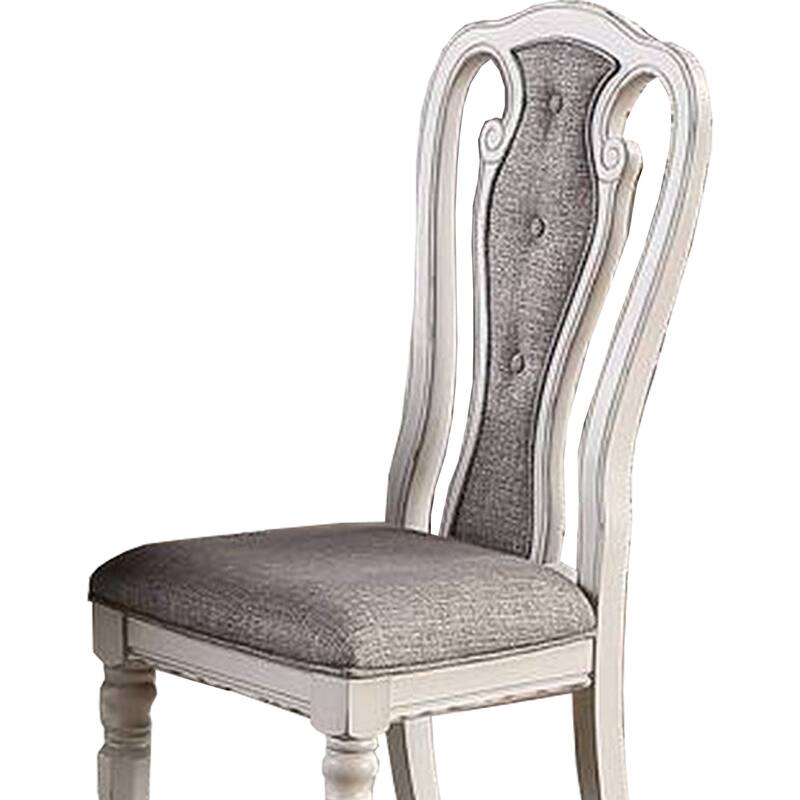 White/Gray Fabric Upholstered Wood Frame Dining Chair, Set of 2, Sturdy Dining Chair for Dining Rooms - 17.5