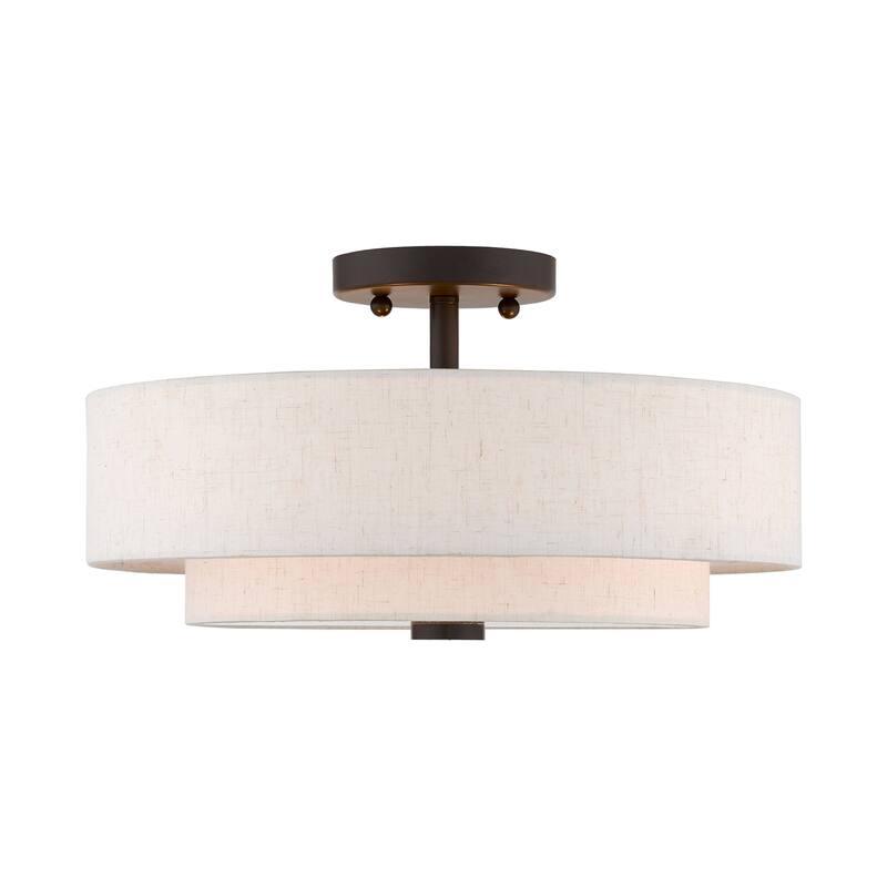 Livex Lighting Claremont 3 Light 15" Wide Semi-Flush Drum Ceiling