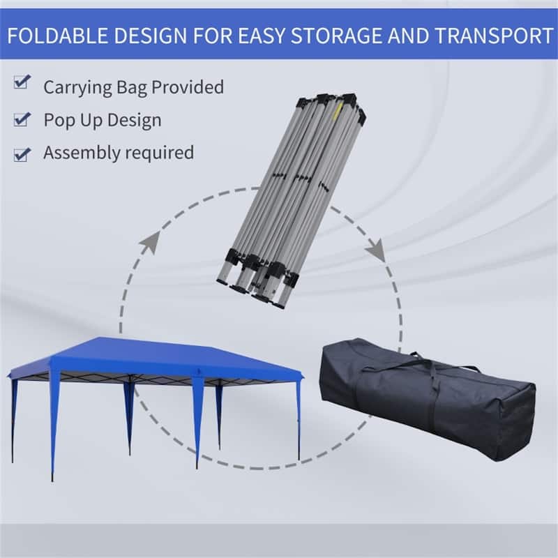 19.2' x 9.7' Large Outdoor Gazebo Pop-Up Canopy Shade with Adjustable Steel Frame and UV Protection - 19.2' L x 9.7' W