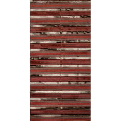 Hand Woven Oriental 100% Wool Carpet Southwestern Geometric Multi-Colored Kilim Area Rug - 10' 10'' X 4' 11''