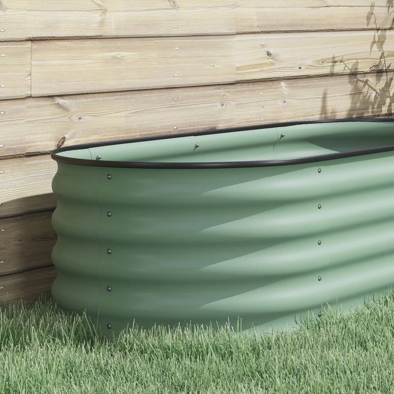 Modern Minimalist Garden Bed with Safety Edging, Easy DIY Stock Tank, for Growing Flowers Herbs Vegetables - 8' x 10'