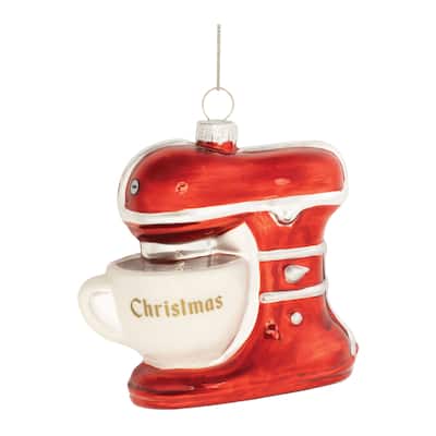 Glass Christmas Baking Mixer Ornament (Set of 12) - N/A