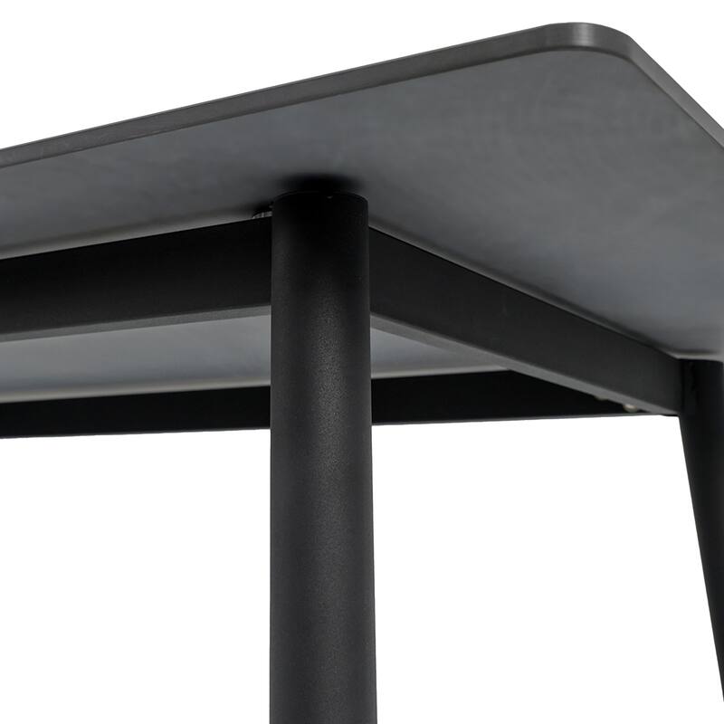 63in Dining Table for 4 Kitchen & Dining Room Table, Modern Sintered Stone Table with Metal Legs