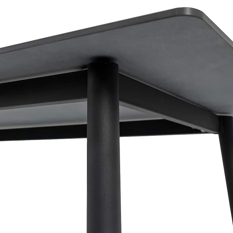 Modern White Marble Dining Table, 55" Rectangular Sintered Stone Kitchen Table for 4 People with Black Metal Legs
